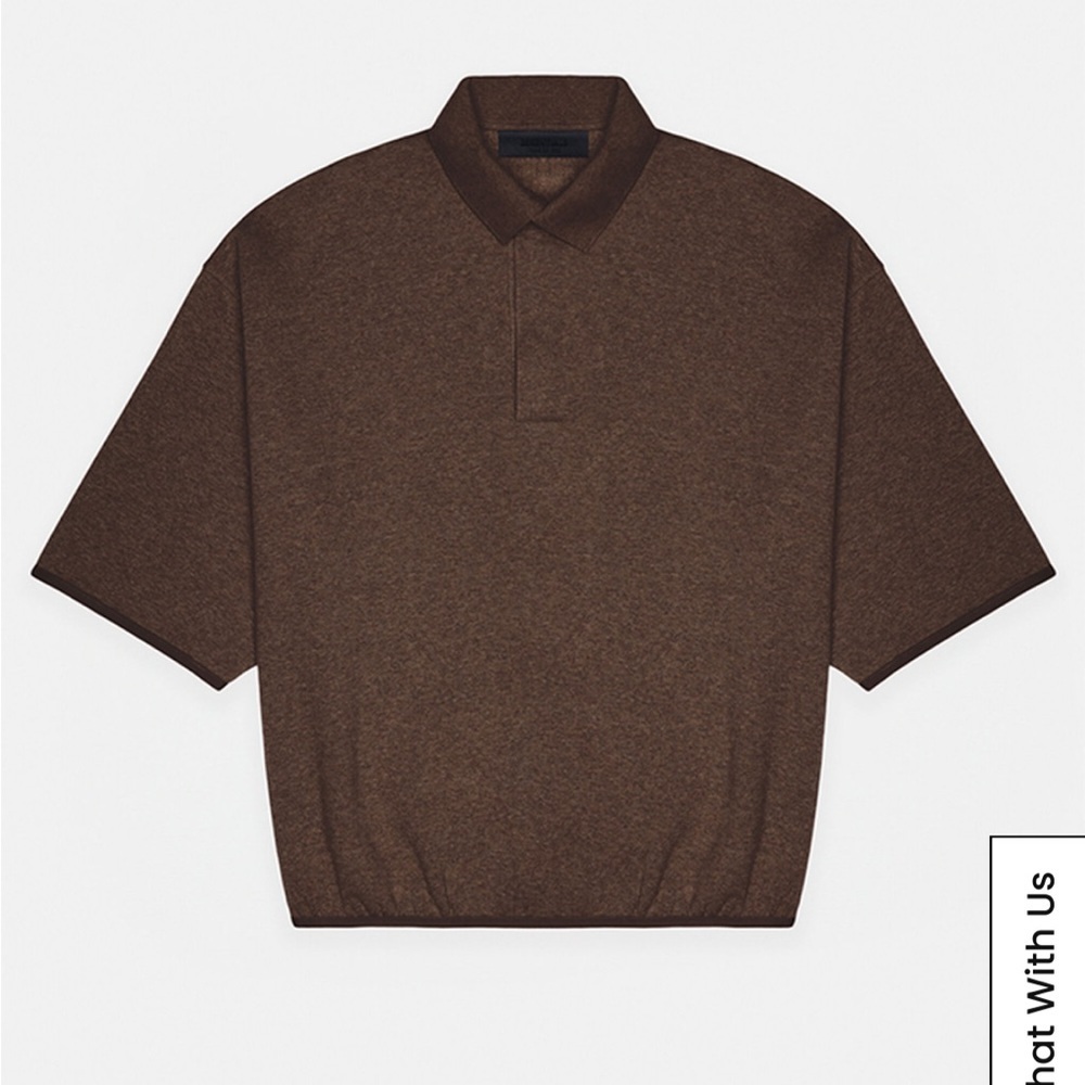Fear of God Essentials Heather Wood 3/4 Sleeve Polo Sweatshirt Large - Picture 6 of 16